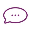 A purple outline of a chat bubble

Description automatically generated