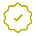 A yellow check mark in a star shape

Description automatically generated